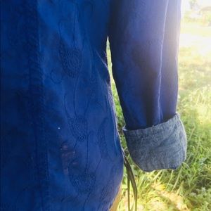 GH Bass Royal Blue Embroidered Button Up